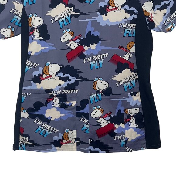 Snoopy Peanuts Scrubs Womens XS Blue New WOT Im Pretty Fly - Picture 5 of 9